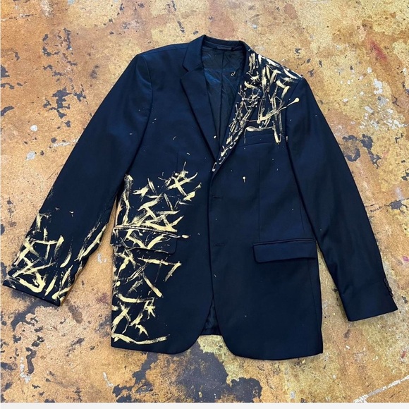 Banana Republic Black Blazer with Artistic Gold Design